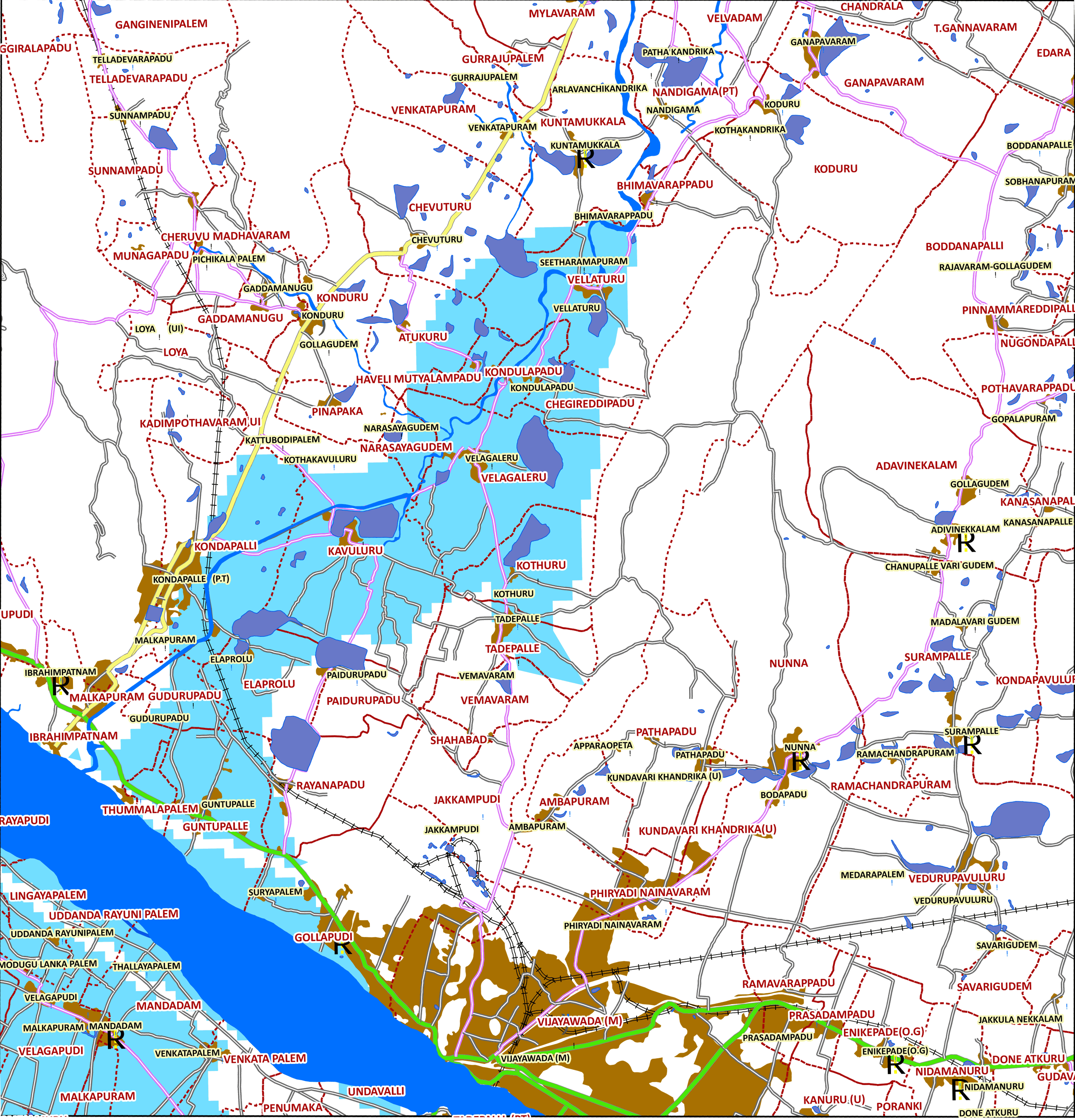 Storm surge inundation map for cyclone with wind speed 