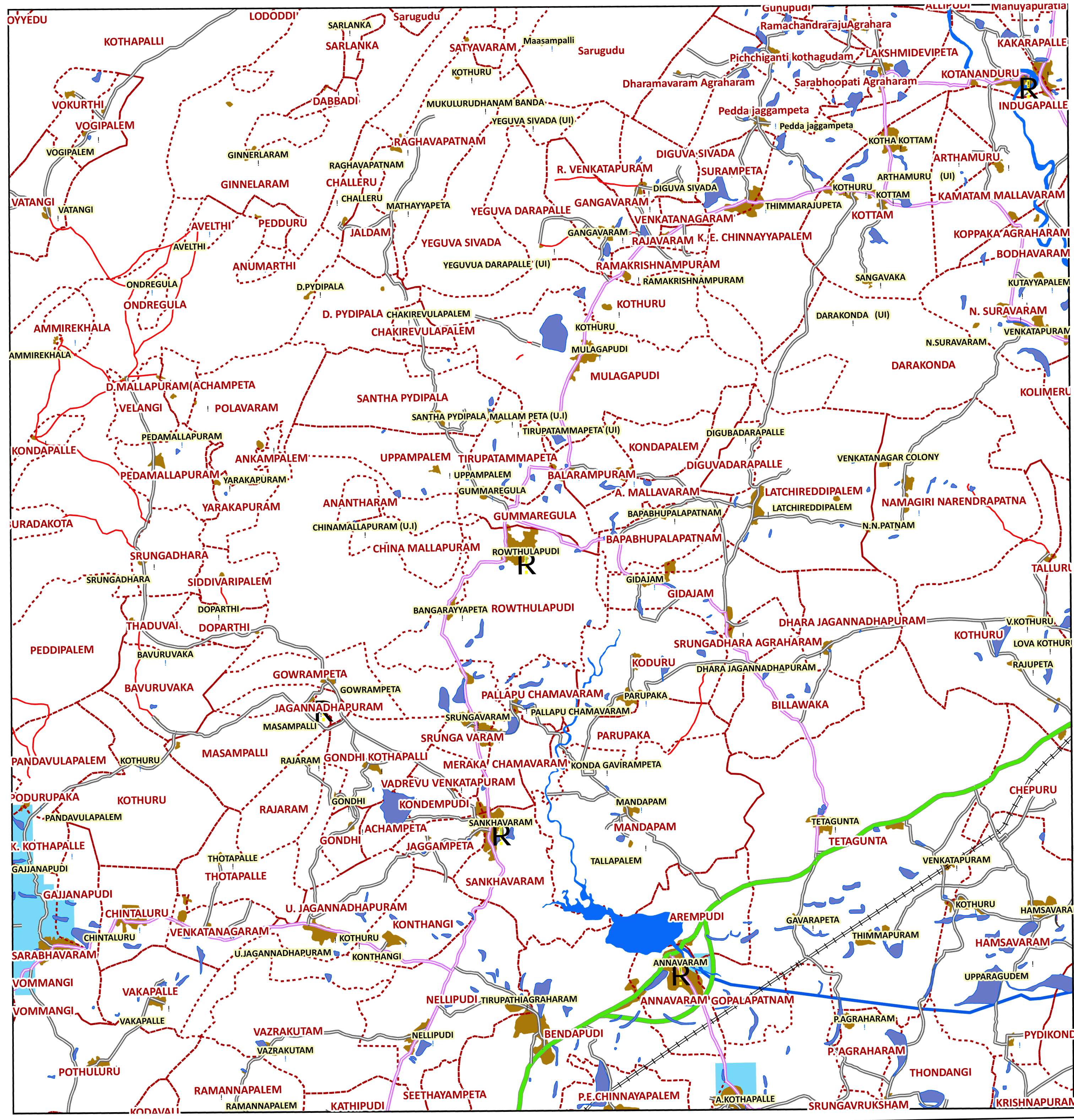 Storm surge inundation map for cyclone with wind speed 