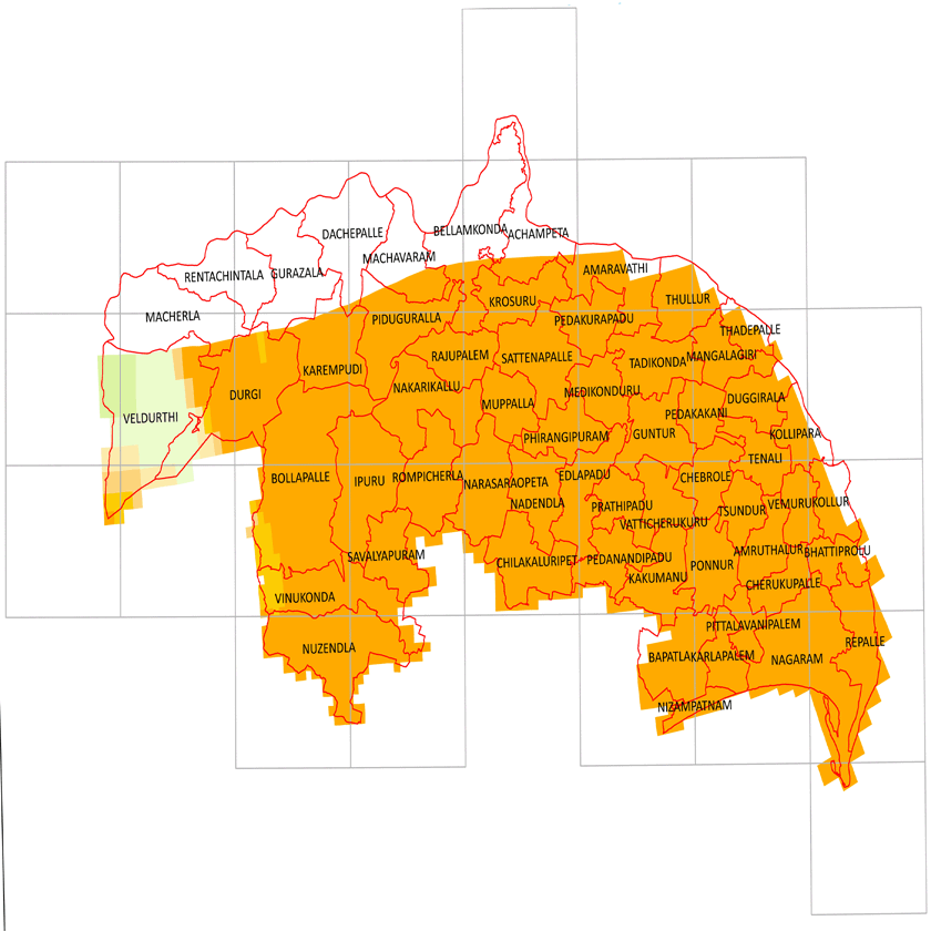 Storm surge inundation map for cyclone with wind speed 