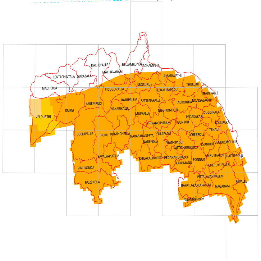 Storm surge inundation map for cyclone with wind speed