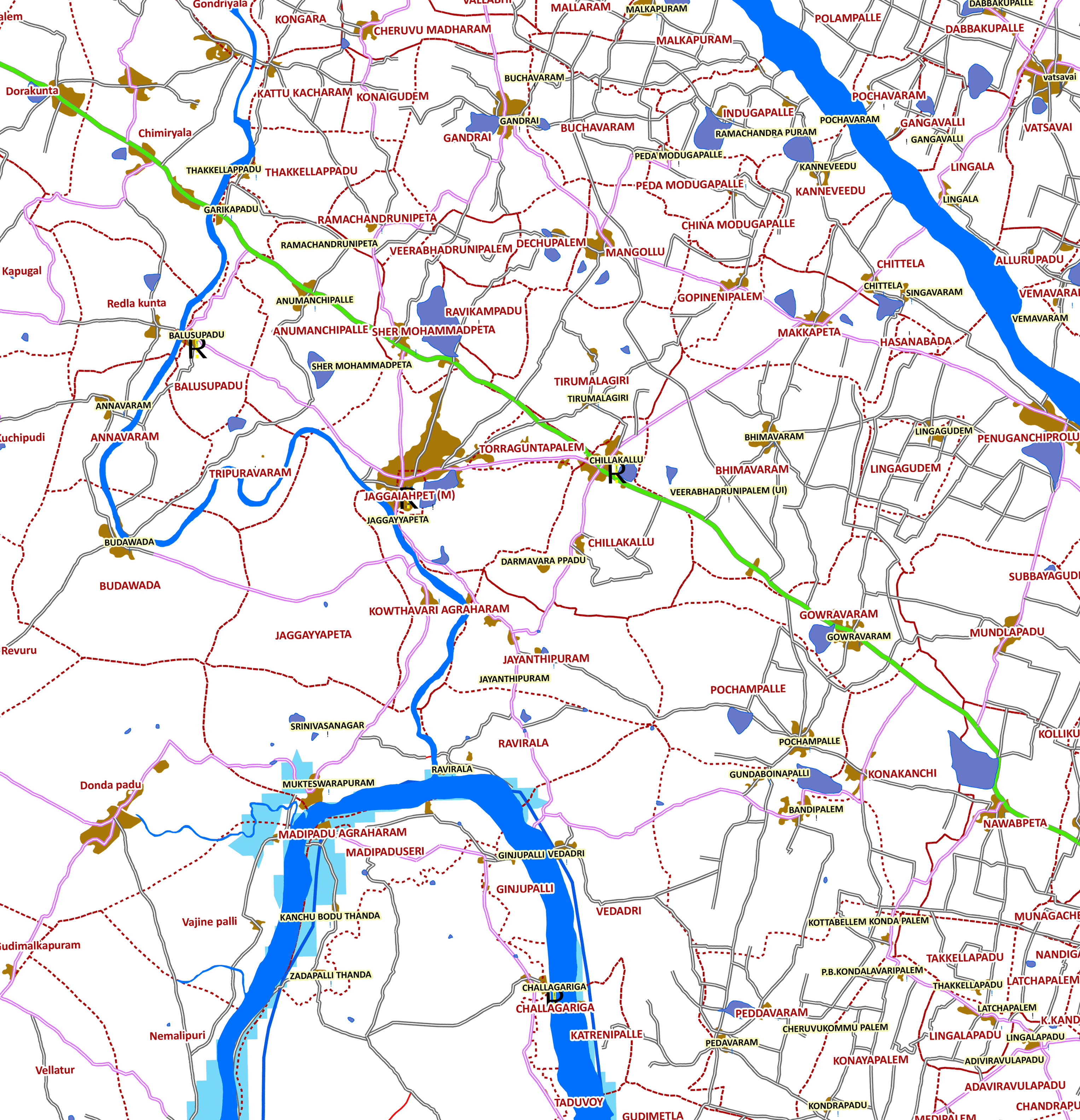 Storm surge inundation map for cyclone with wind speed 