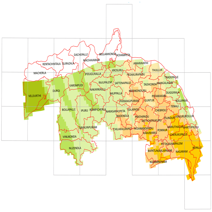 Storm surge inundation map for cyclone with wind speed
