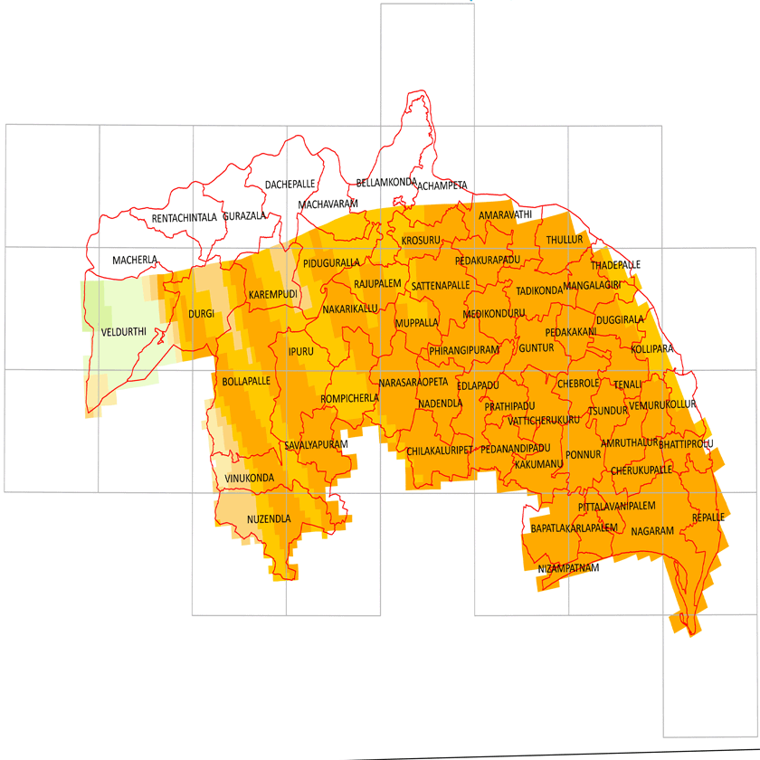 Storm surge inundation map for cyclone with wind speed