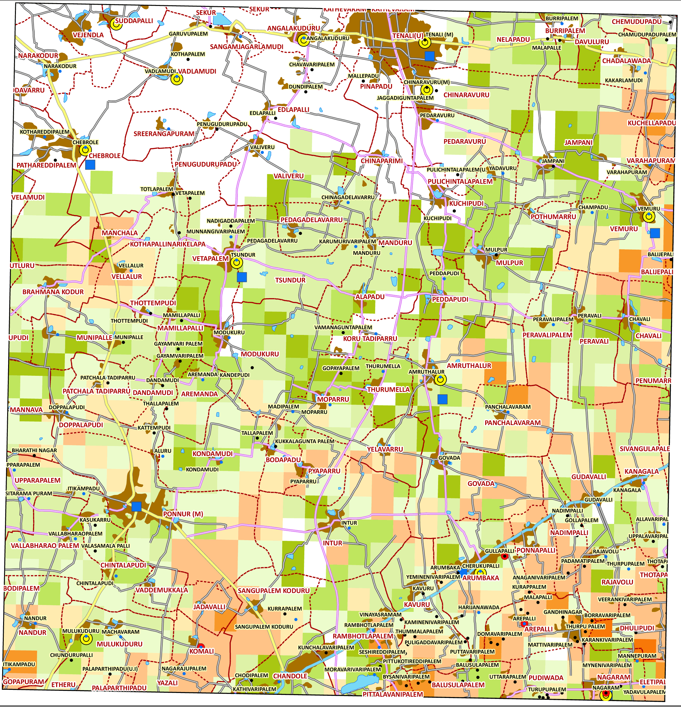 Storm surge inundation map for cyclone with wind speed 