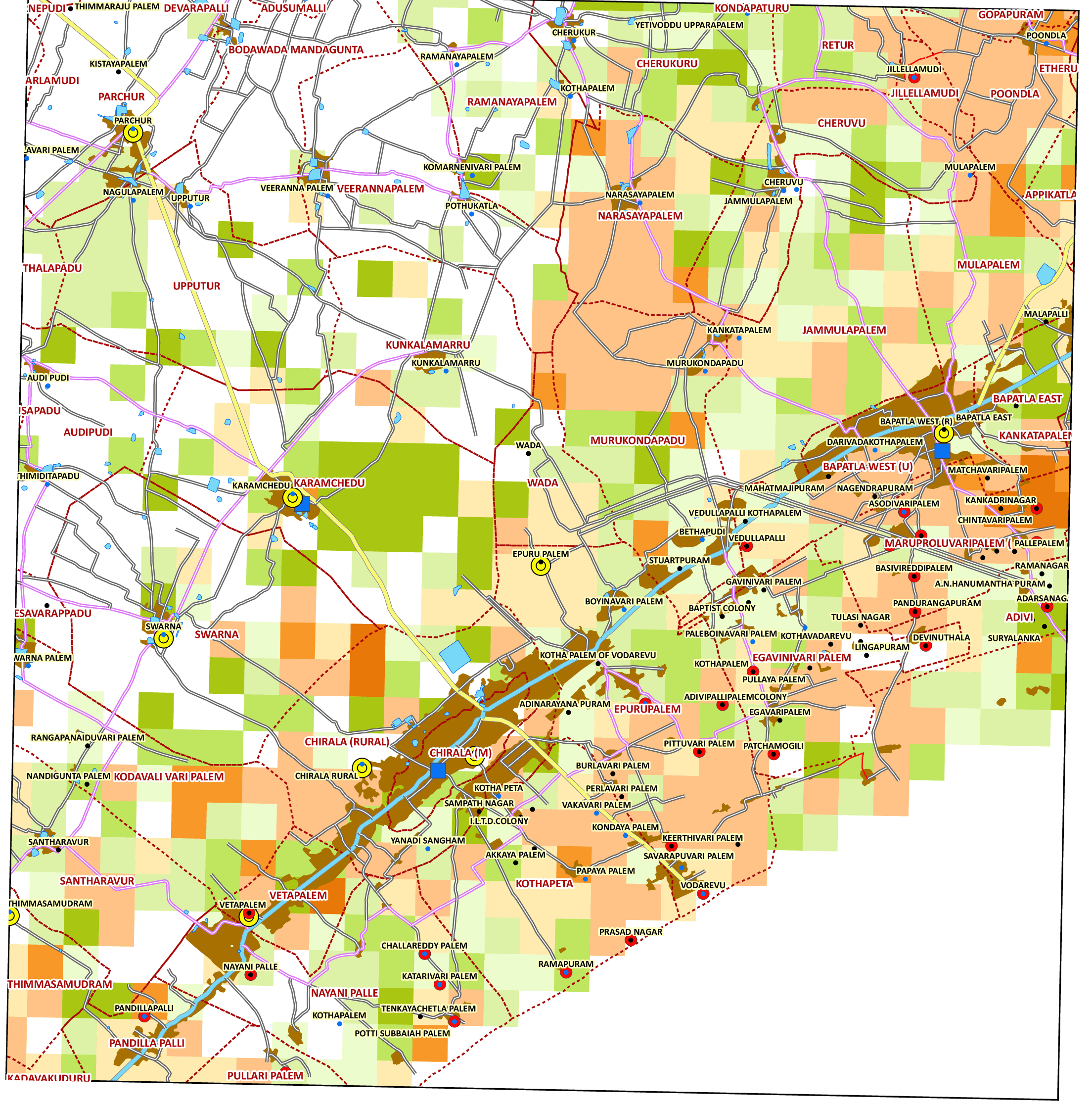 Storm surge inundation map for cyclone with wind speed
