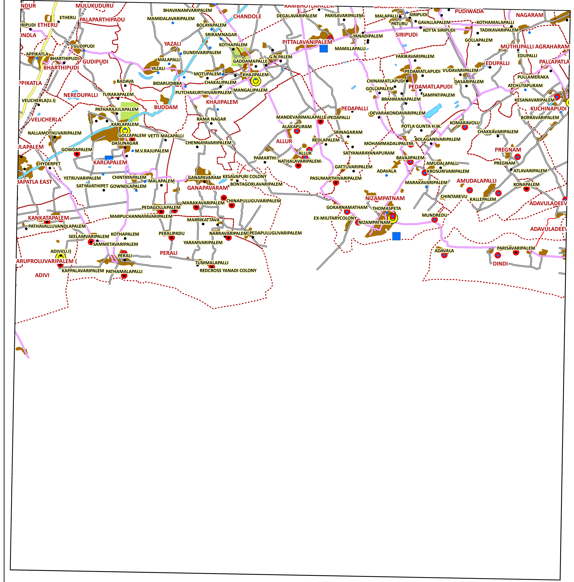 Storm surge inundation map for cyclone with wind speed 