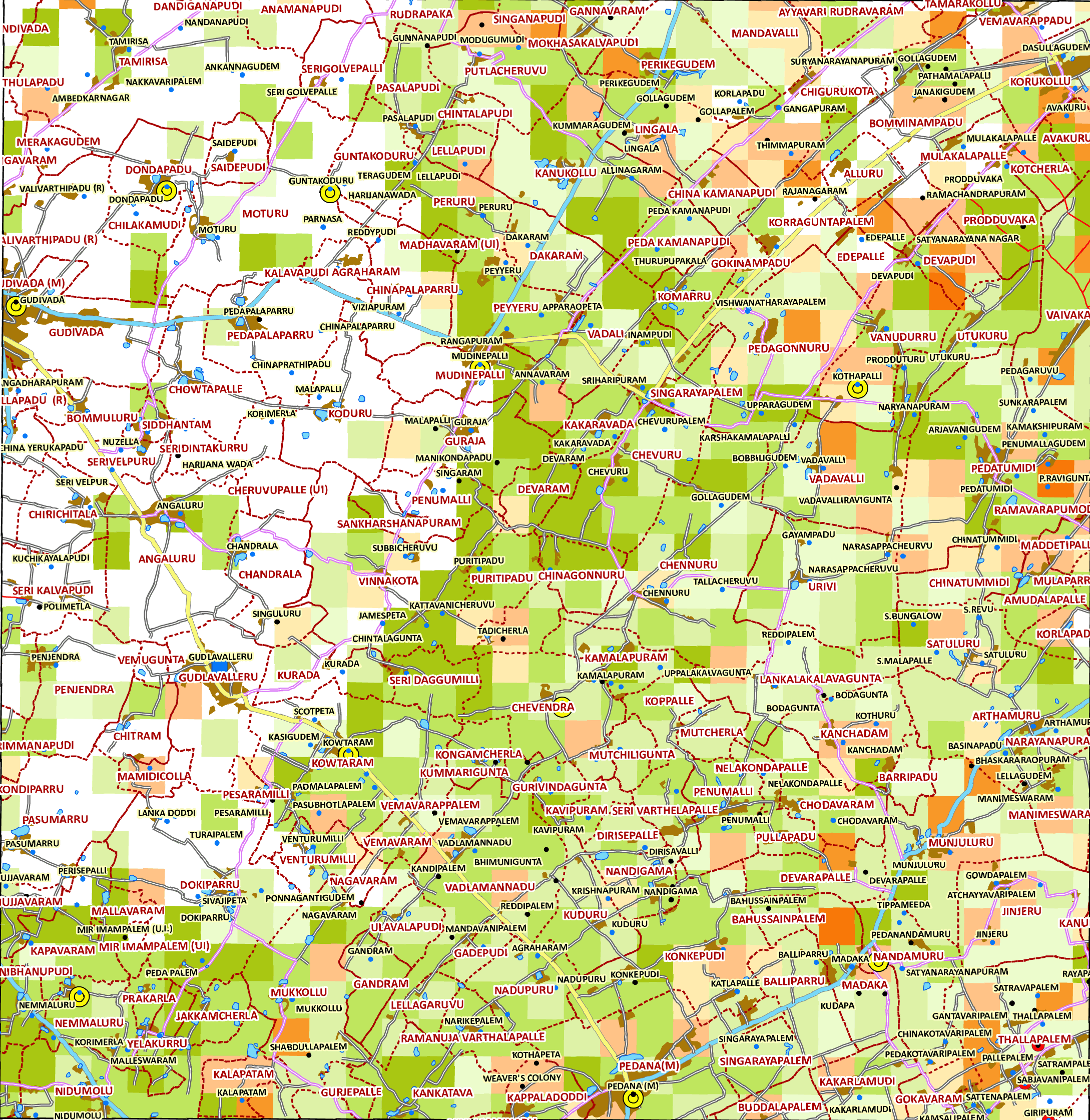 Storm surge inundation map for cyclone with wind speed 