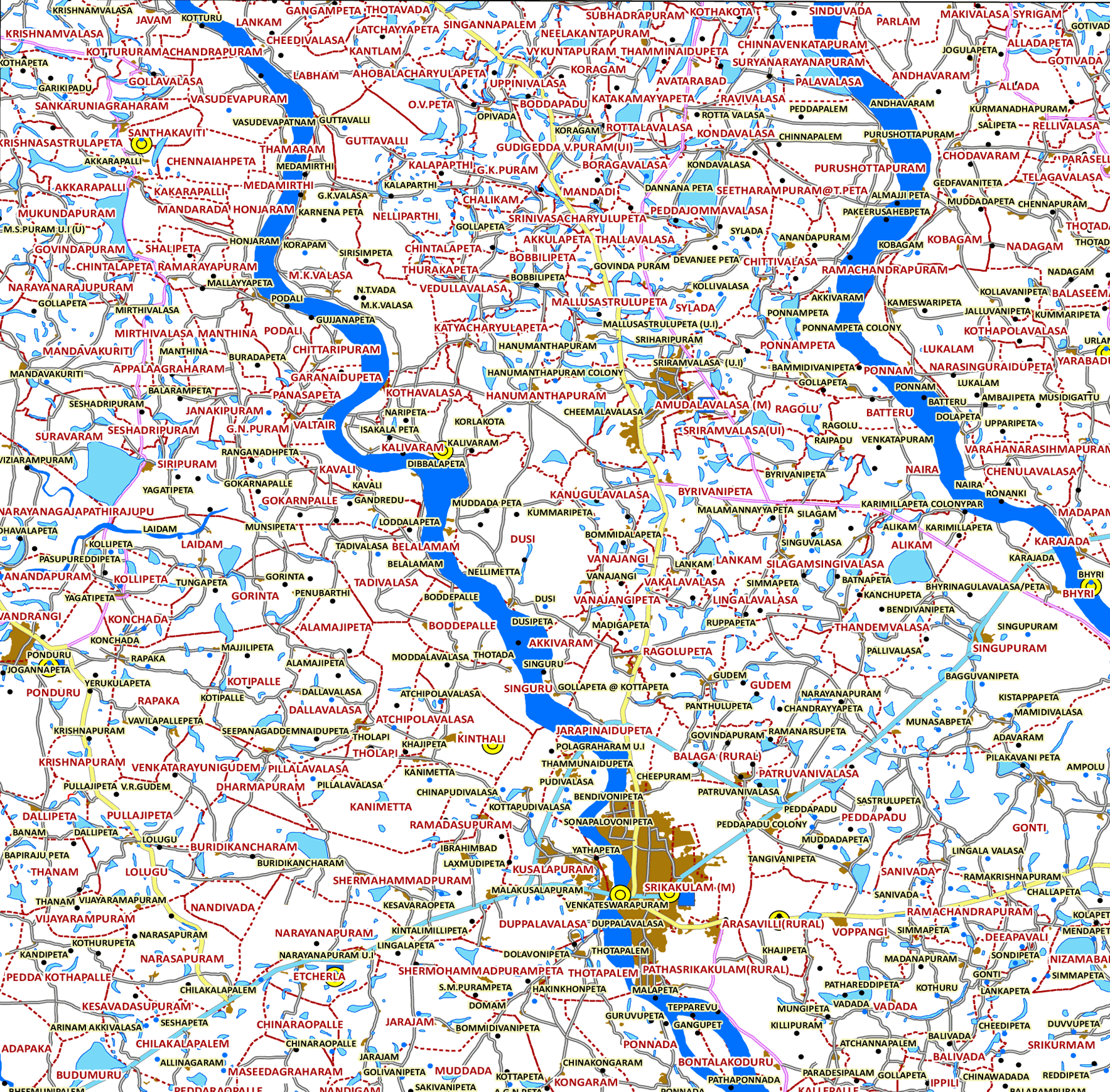 Storm surge inundation map for cyclone with wind speed 