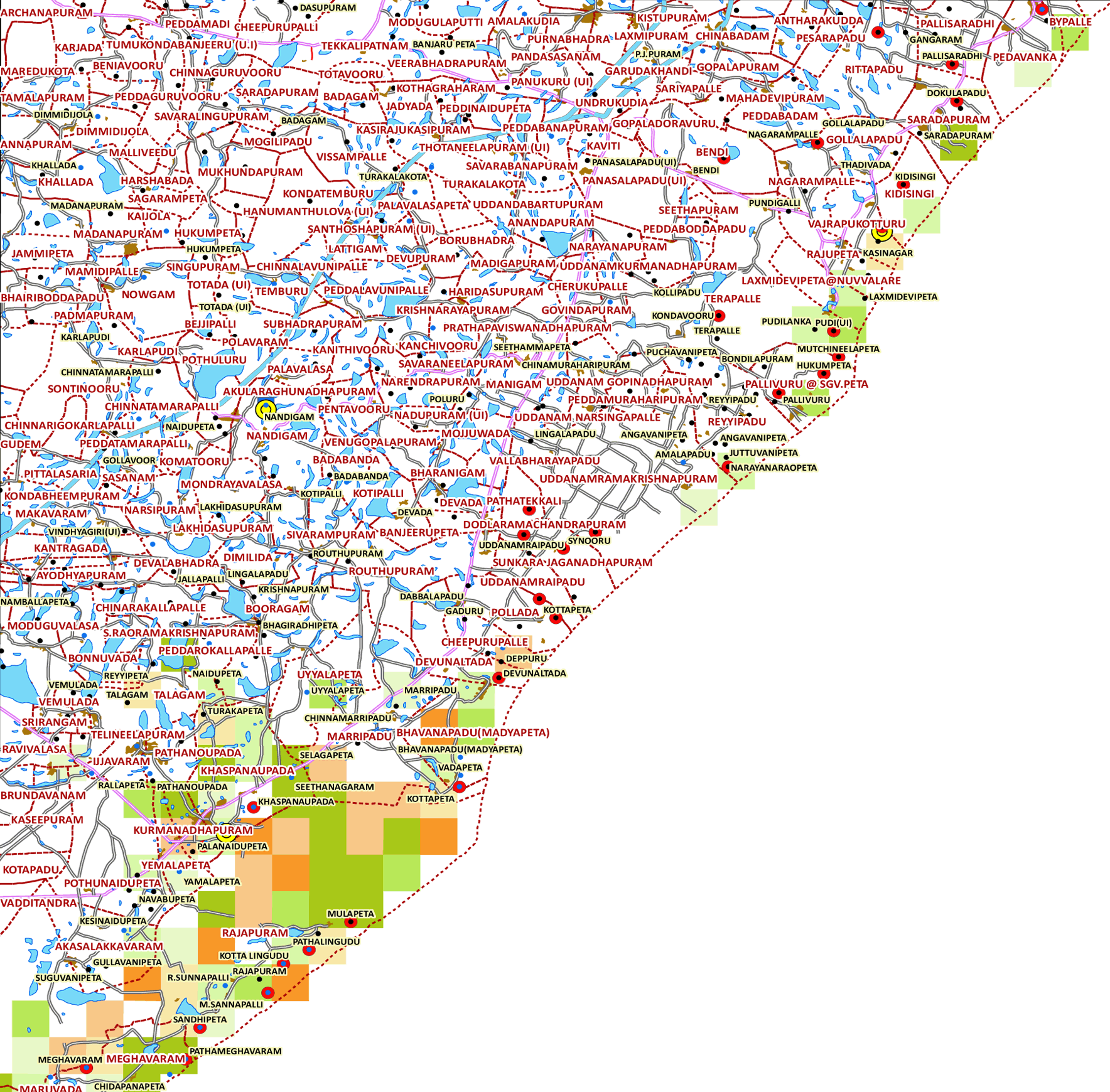 Storm surge inundation map for cyclone with wind speed 