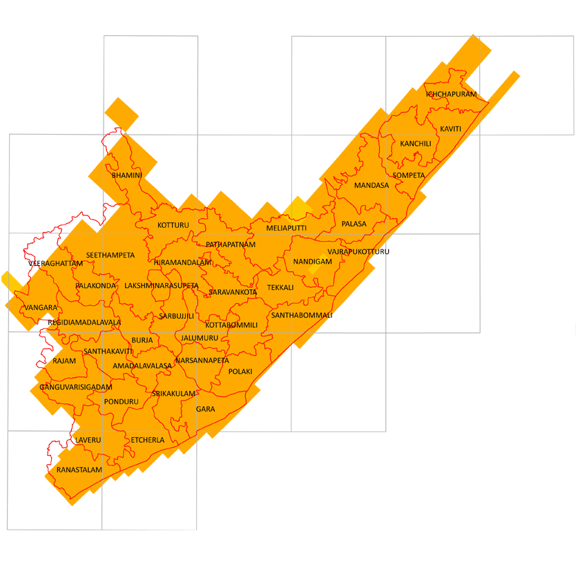 Storm surge inundation map for cyclone with wind speed 